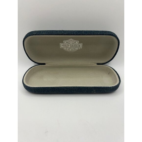 Harley Davidson Denim Velvet Eyeglass Case Sunglasses Clamshell Eyewear Glasses - Picture 2 of 5